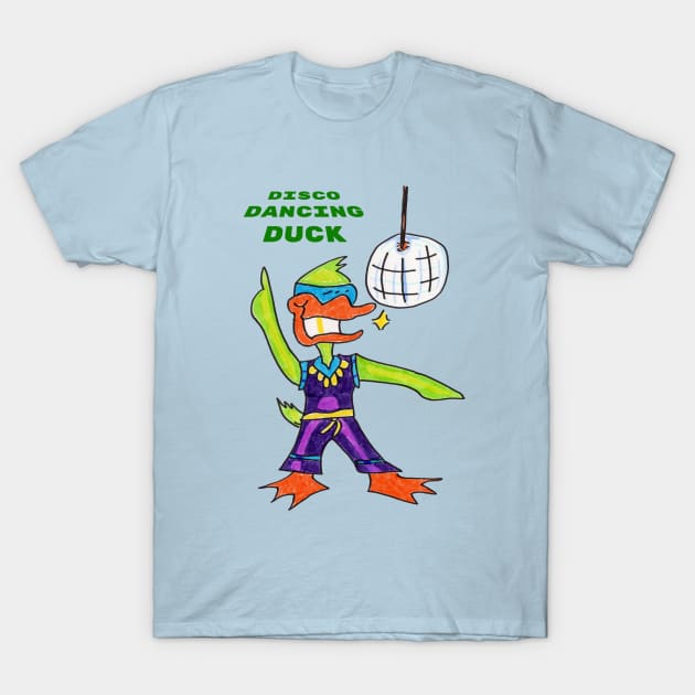 Disco Dancing Duck T-Shirt by ConidiArt